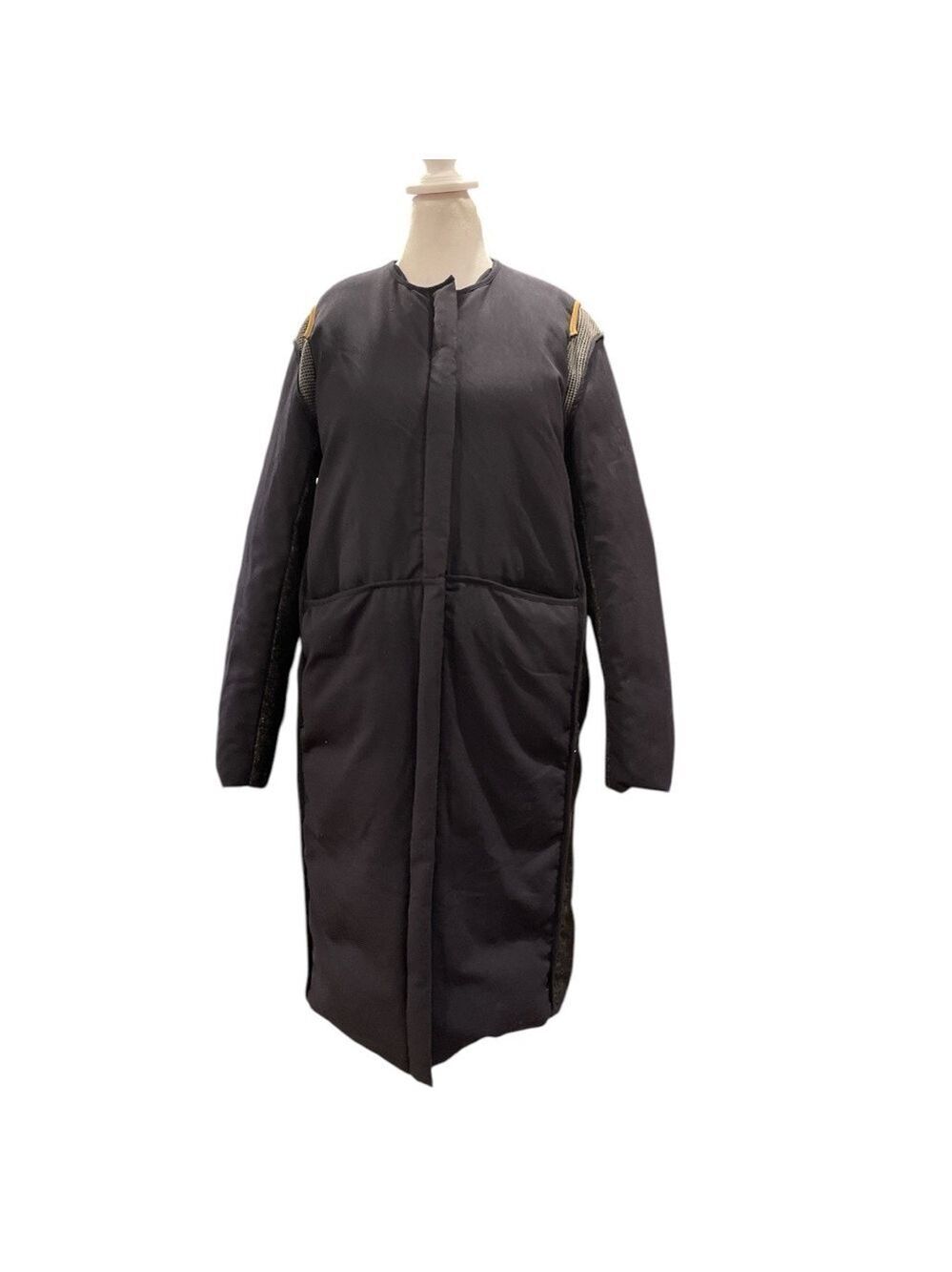 JNBY L indigo/heathered black wool blend long duck down puffer jacket pockets